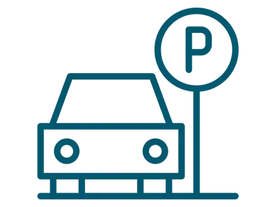 icon style car parked at a parking sign